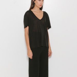 Anine Bing Black Silk T shirt Medium